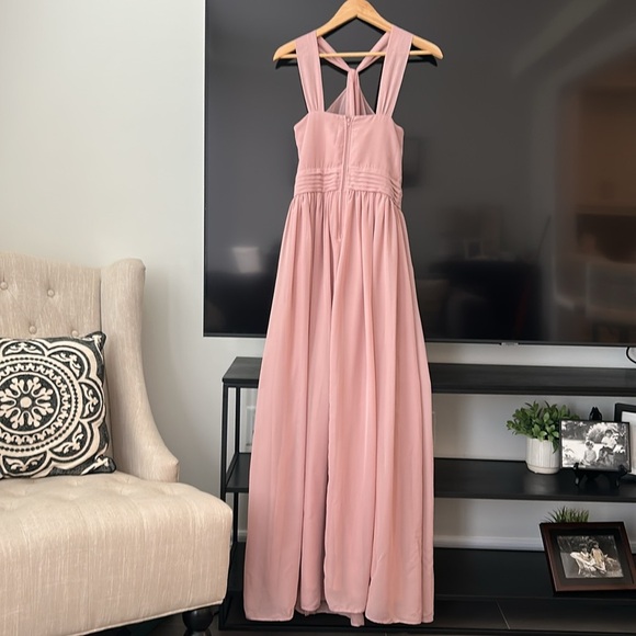 Birdy Grey KIKO Maxi Dress Mesh Pale Blush Bridesmaid Wedding Dress Size S - Picture 9 of 15